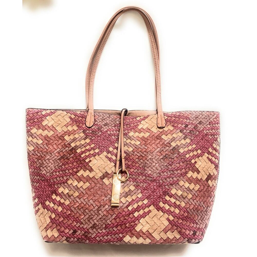 Lou Lou Vegan Leather Tote Woven Texture Pattern